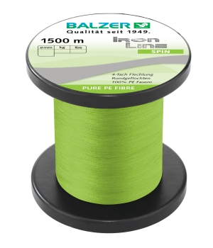 Balzer Iron Line 4 Spin geflochtene Angelschnur chartreuse - 0,22mm - 14,2 kg - je 100m von der Großspule